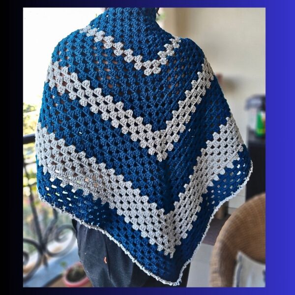 Blue and Grey Triangular Scarf - Image 9