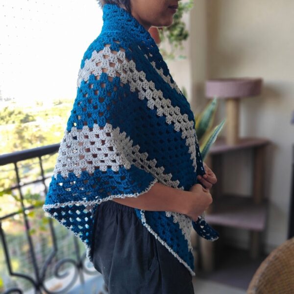 Blue and Grey Triangular Scarf - Image 7