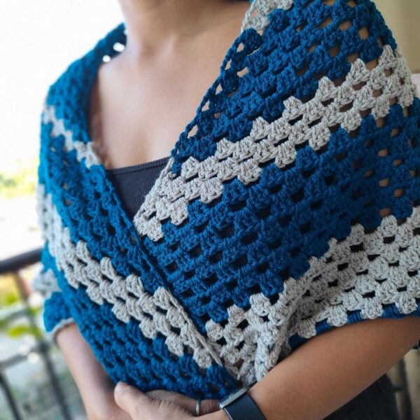 Blue and Grey Triangular Scarf - Image 6