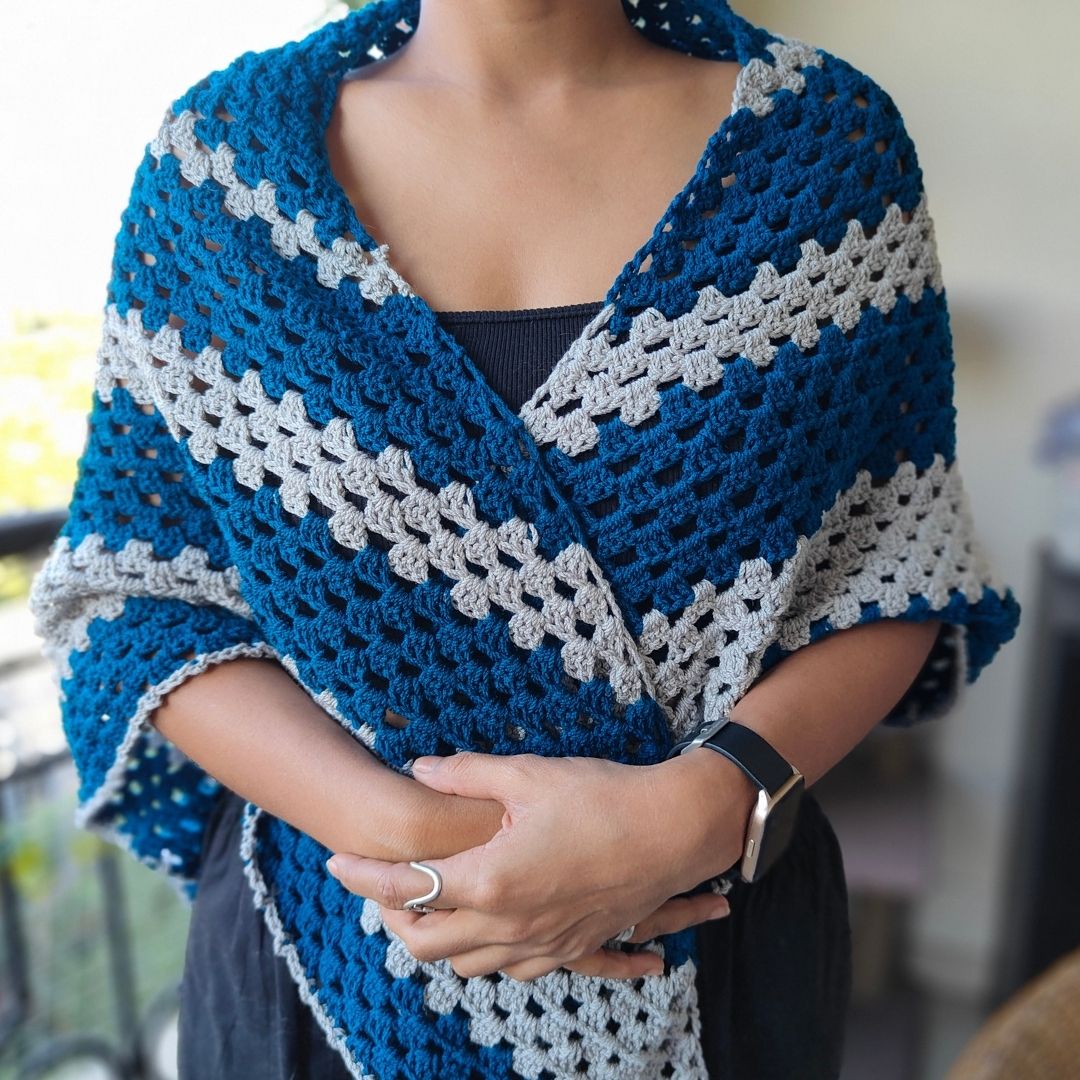 Blue and Grey Triangular Scarf